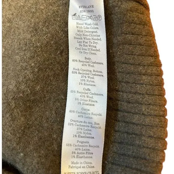 EVERLANE Taupe Cashmere Blend Cropped Crew Neck Pullover Sweater Women's Medium